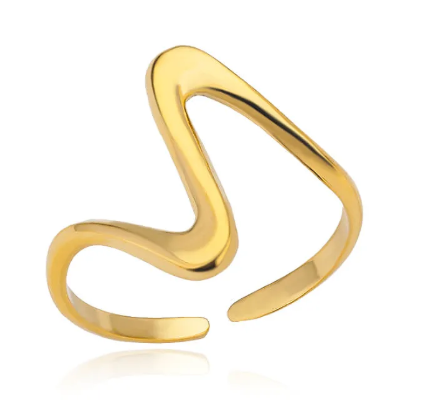 Anillo ajustable, delgado con forma de onda.