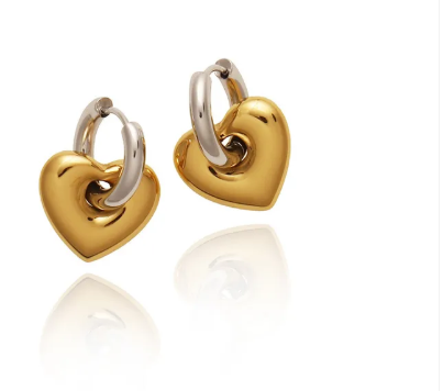 Arracada doble función con corazón.