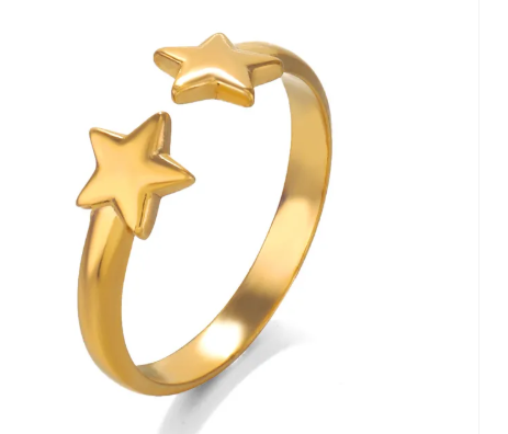Anillo ajustable de doble estrella.