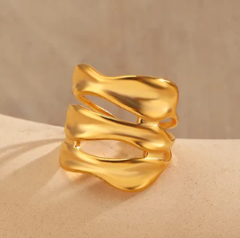 Anillo líneas irregulares, ajustable.