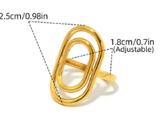 Anillo óvalos, ajustable.